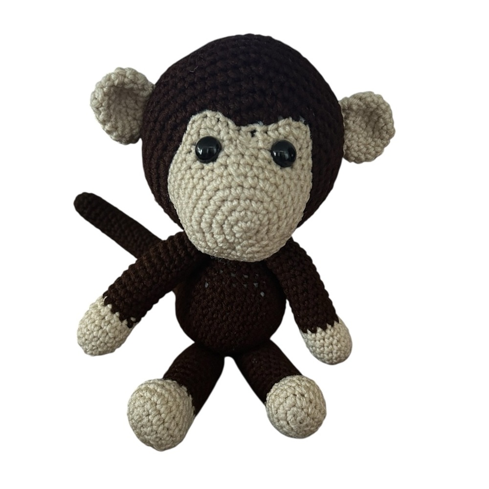 Adorable Brown and Cream Crochet Monkey Toy